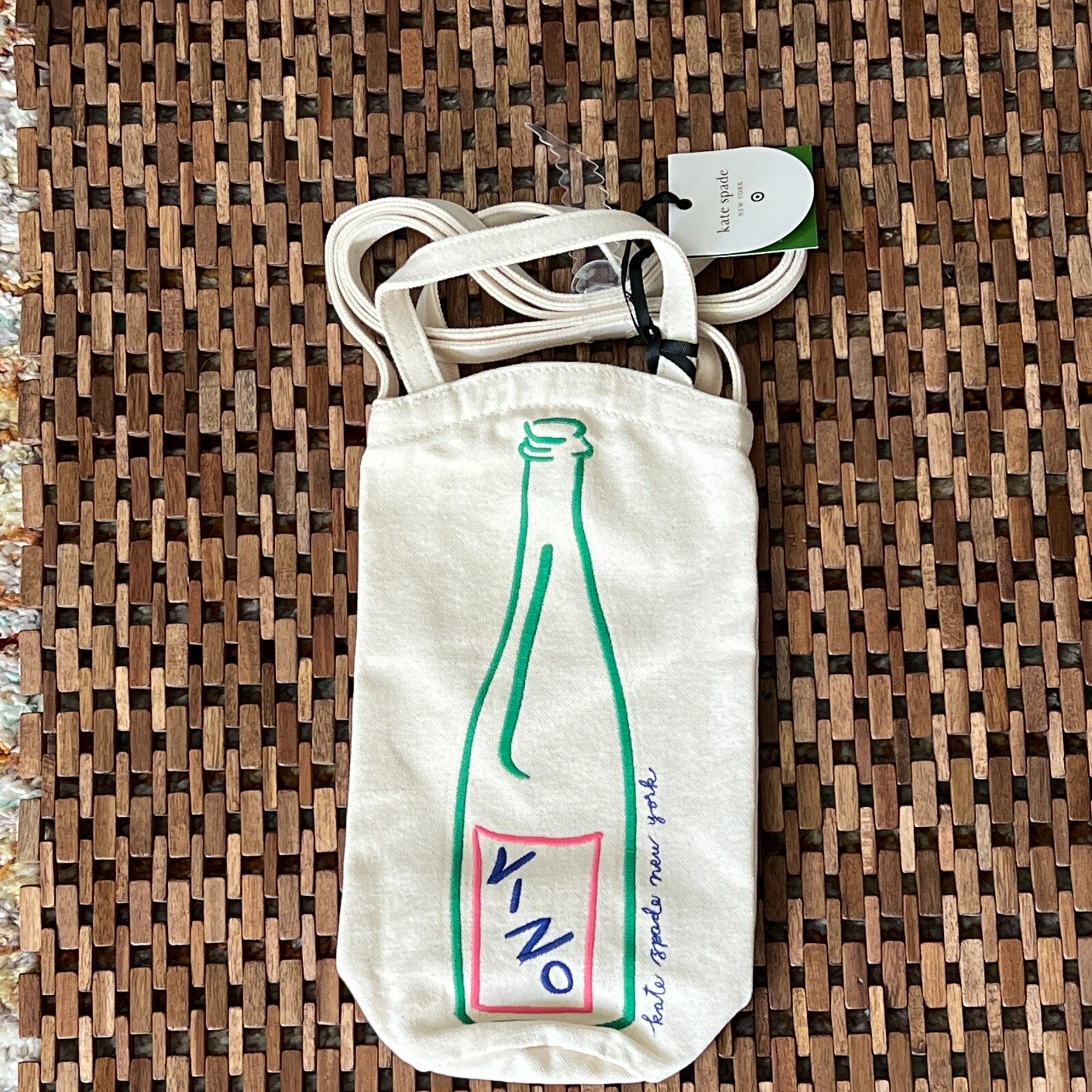 NWT Kate Spade New York x Target Vino Canvas Wine Tote Bag Khaki NEW