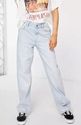 Bershka Loose Straight Tall Light Blue Jeans Size Size 12 Tall NWOT
