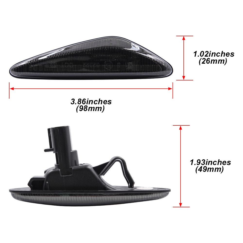Sequential LED Smoked Side Marker Lights For 2016-up Mazda MX-5 Miata & More – Amber, DOT/SAE – AD 170521LG