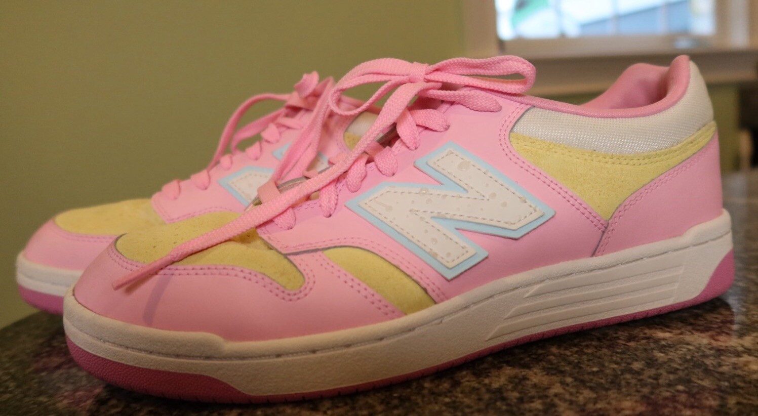 New Balance 480 Men’s Size 9.5 Sample Shoes Pink, Yellow, Baby Blue Colorway