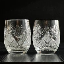 NEMAN 7oz (200ml) Crystal Glasses, Barrel Shape Water Whiskey Glass, 2-Piece Set