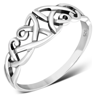 Einzigartiger keltischer Dreifaltigkeitsknoten - Sterling Silber 925 Ring - mehrere Größen