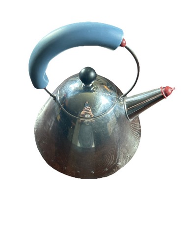 Alessi 9093 Kettle, 9'' H x 8.5'' W x 8.5'' D, Blue - Whistles Bird Broke Off.