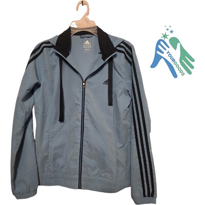 ADIDAS FULL ZIP UP JACKET RN 88387 CA 40312 BLUE MEDIUM HOODED