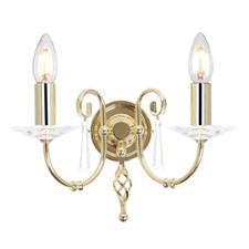 Wandlampe Leuchte Stahl Messing H 22 cm Flurlampe 2 Flammig Kerzenlampe