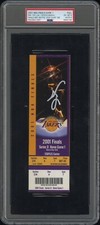 2001 NBA FINALS GAME 1 ALLEN IVERSON “STEP OVER GAME” FULL TICKET PSA 6 AUTO 9