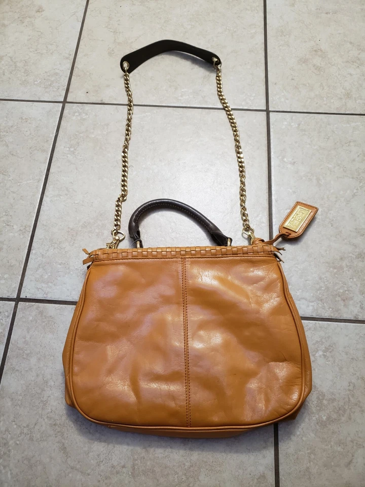 Bolso de Hombro de Cuero Naranja Badgley Mischka AUTÉNTICO PVP $700 Foto 3 de 4