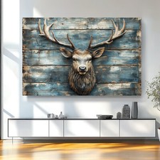 Leinwand Bild Hirsch Natur Abstrakte Malerei Gemälde Wandbilder Wohnzimmer 6809A