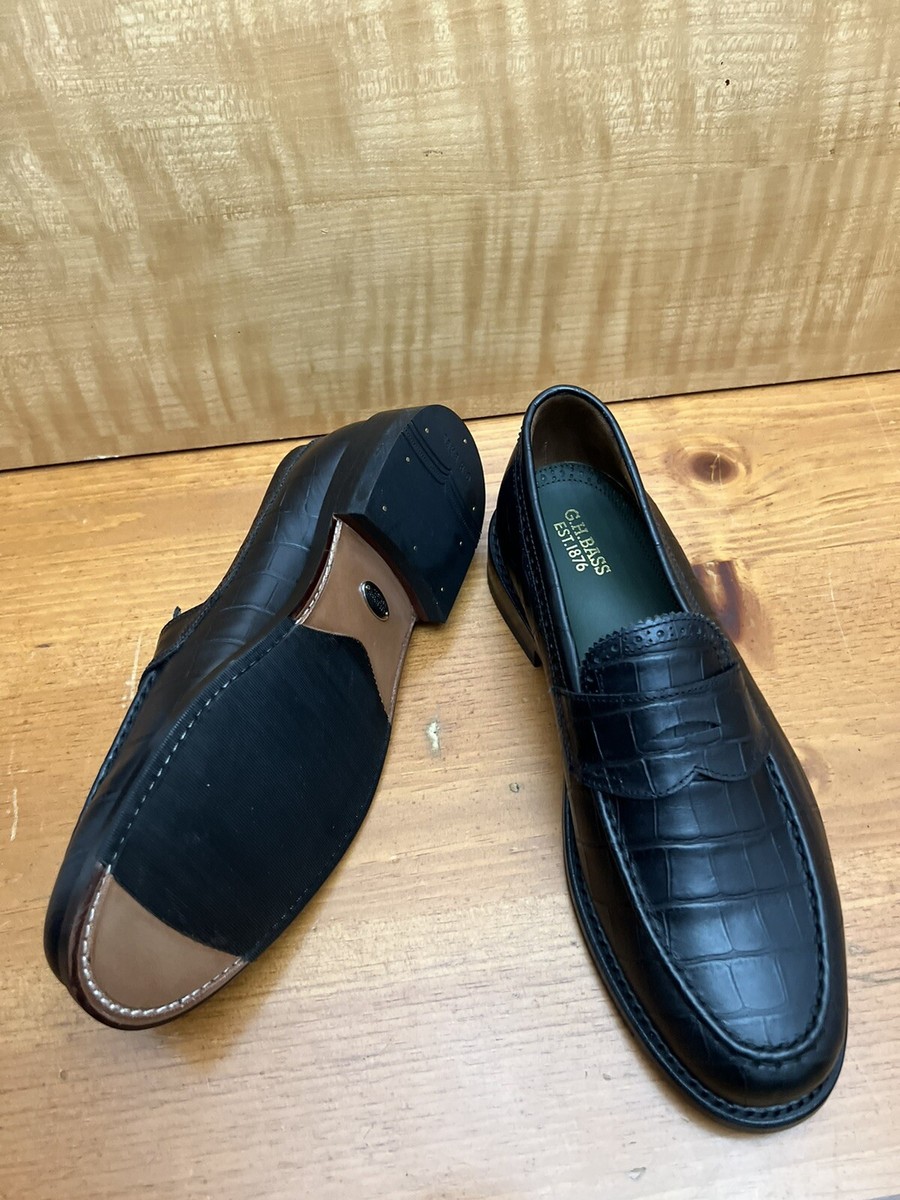 GH BASS 9 M US - MONOGRAM LOAFERS - CROCO EMBOSSED | eBay