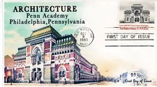 AO-1840, 1980Architecture, Add-on Cachet, First Day Cover, Standard Postmark, Pe