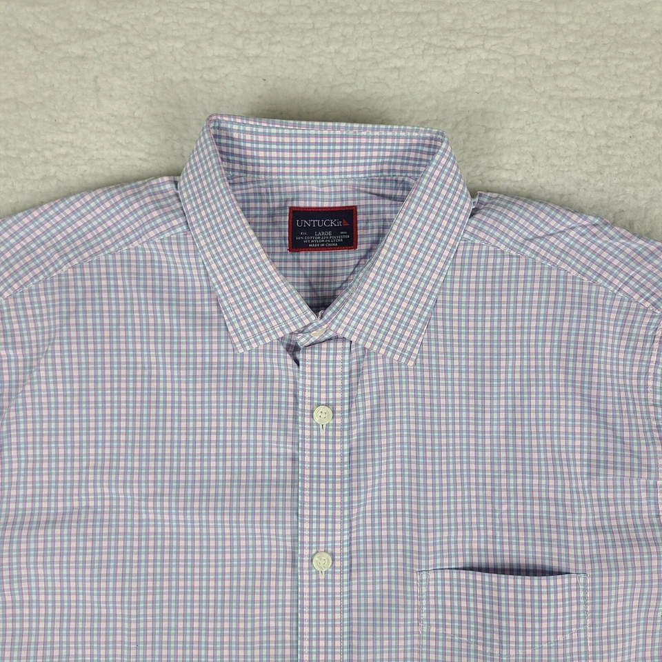 UNTUCKit рубашка мужская большой синий фиолетовый клетку производительности платье на пуговицах - Изображение 3 из 4