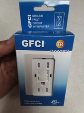 15A White GFCI Outlets, TR Weather Resistant Receptacle w LED & Wall Plate, New