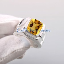 Natural Citrine Gemstone with 925 Sterling Silver Ring For Men's 1201