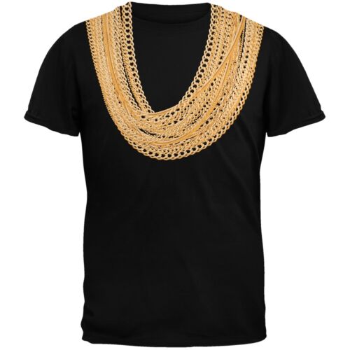 Gold Chains Black Adult T-Shirt - Picture 1 of 1