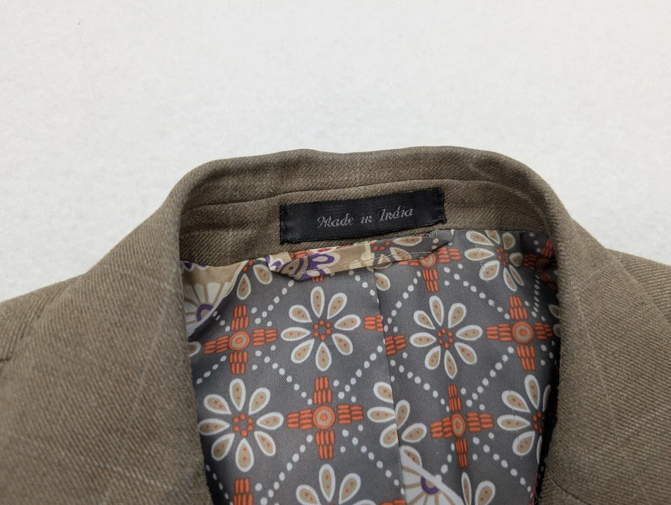 Chaqueta Blazer Van Heusen Studio Para Hombre Abrigo Deportivo Beige Cuadros Codo Parches 44L Foto 3 de 4