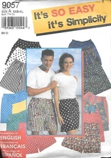Simplicity #9057 Unisex Simple Shorts Sizes XXS-L Vintage 1994