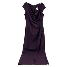 Alex Evenings Purple Rhinestone Accent Sheath Maxi Dress  Size 14