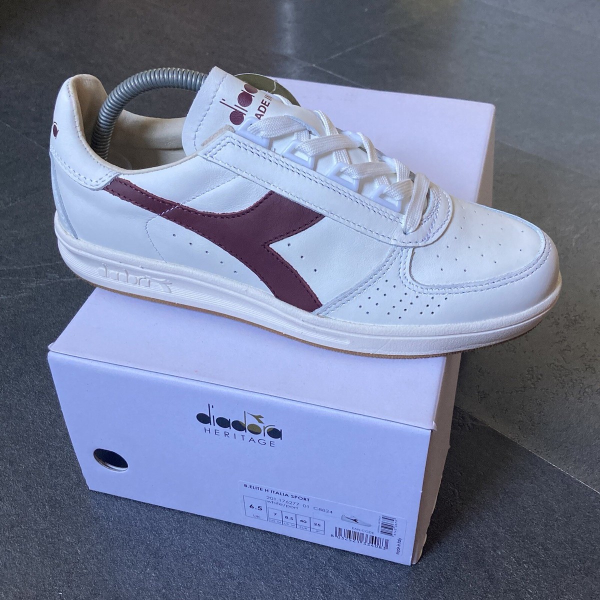 Diadora Borg Elite Made In Italy US7 White Maroon Port OG CW