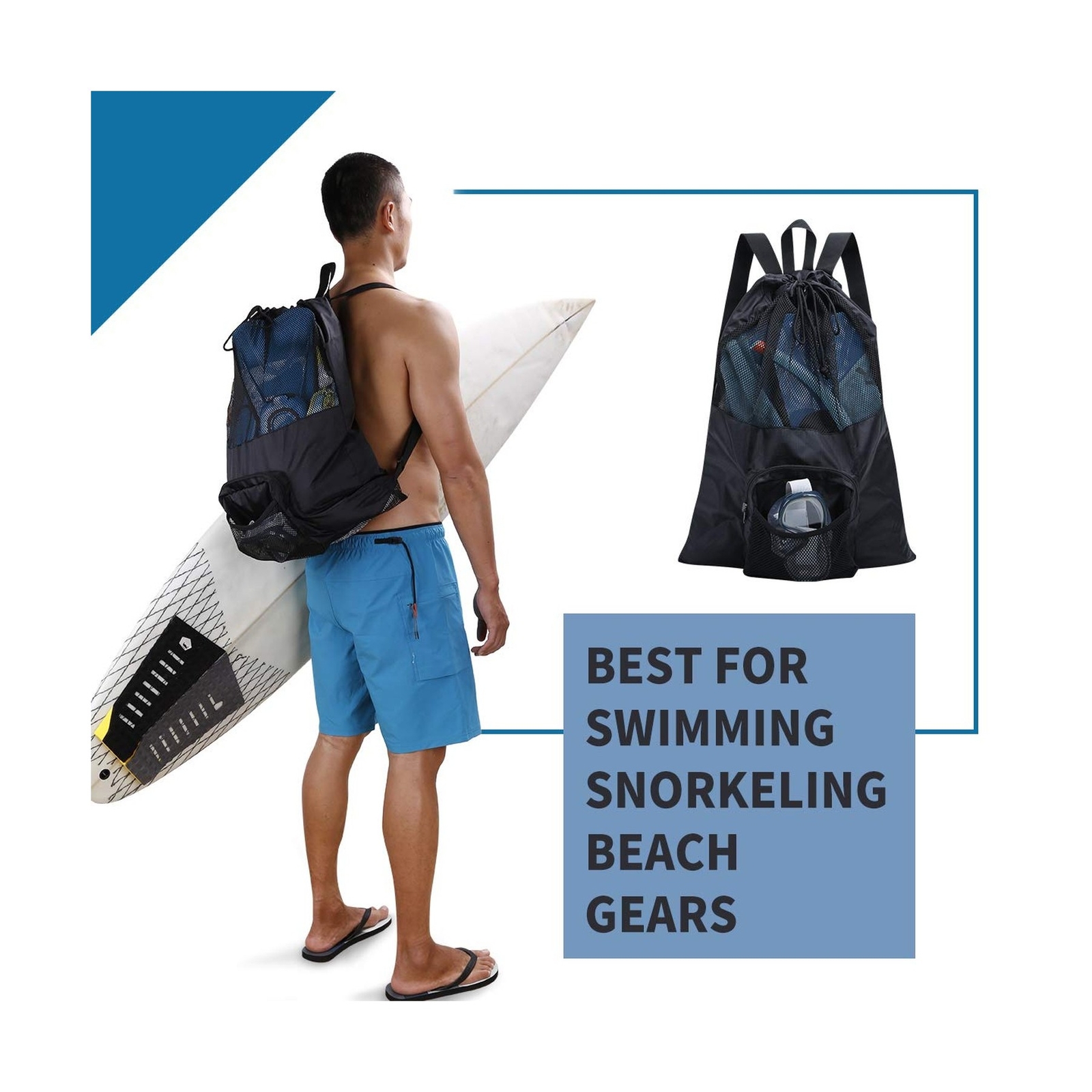 Packable Swim Bag, Mesh Swim Drawstring Backpack with 35L Upgraded ... Fast Ship