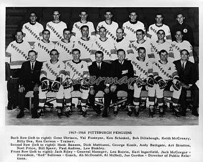 1967-68 1st Season Pittsburgh Penguins Team Picture Black & White 8 X 10 Photo