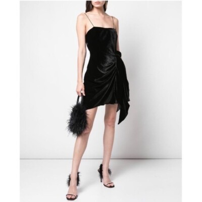Cinq a Sept Kiki Velvet Bow Square Neck Sheath Mini Dress Cocktail Party  Black 6 | eBay