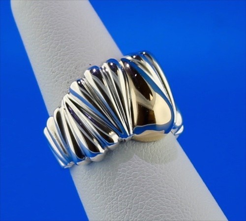 DBL Two Tone Pear Shape Ring in Sterling Silver 925/Yellow Gold 14K Size 6.5 - Picture 4 of 9