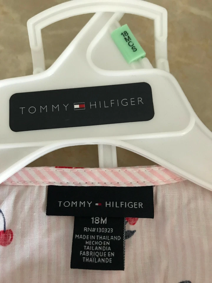 Conjunto de 2 Piezas Tommy Hilfiger Niñas Rosa 100% Algodón Vestido y Pantalones Azul Marino Talla 18M Foto 3 de 4