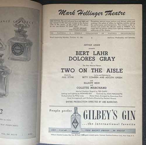 TWO ON THE AISLE - BERT LAHR AND DOLORES GRAY 1951 PLAYBILL - Picture 4 of 5