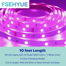 10FT Led Strip Lights with Remote and Power Supply Color Changing 5V USB