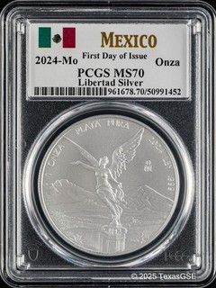 2024 Mexico Onza Silver Libertad .999 Silver 1oz Coin PCGS MS70 FDI