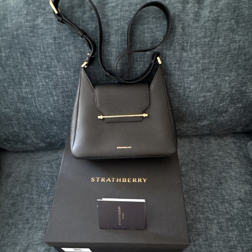 Strathberry Black Pebbled Crossbody Bag Gold Hardware, Box & Dust Bag