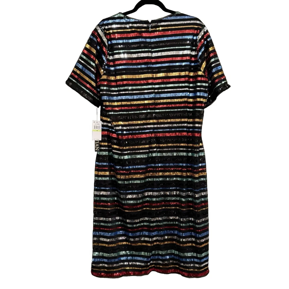 Rachel Roy Christian Siriano 女式连衣裙 18W 码多色条纹亮片 — 第 3/4 张图片