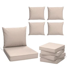 Outdoor Chair Cushions Set of 4, 24 x 24 Inch Patio Furniture Cushions,Khaki