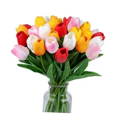 SITUMEIZI Fake Flowers Tulips Artificial Silk Flower 15pcs Real Touch 14" for 