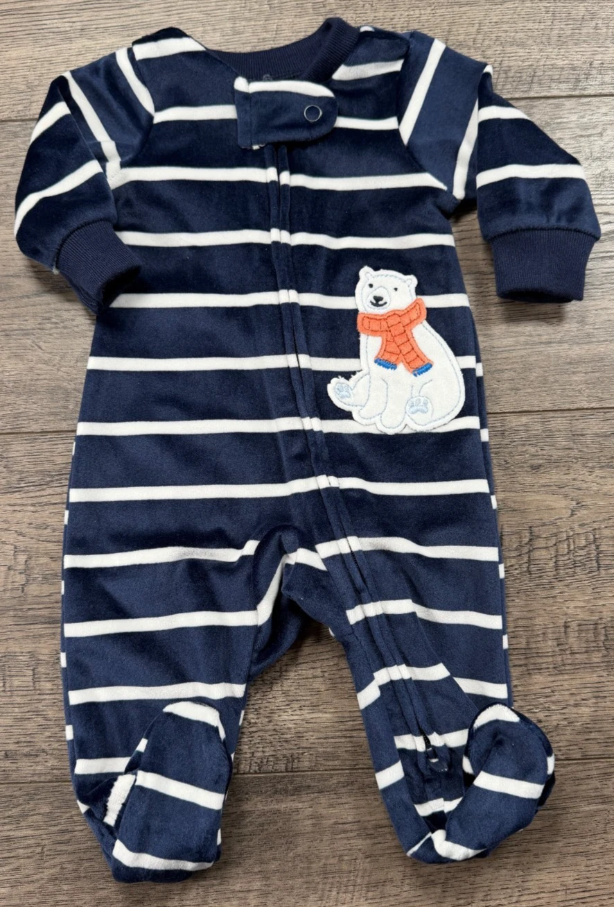 Baby Boy Clothes Nwot Child Mine Carter's Preemie Velour Bear Footed Outfit