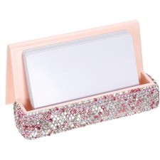 Plastic Single Side Business Name Card Holder for Desk, Pink