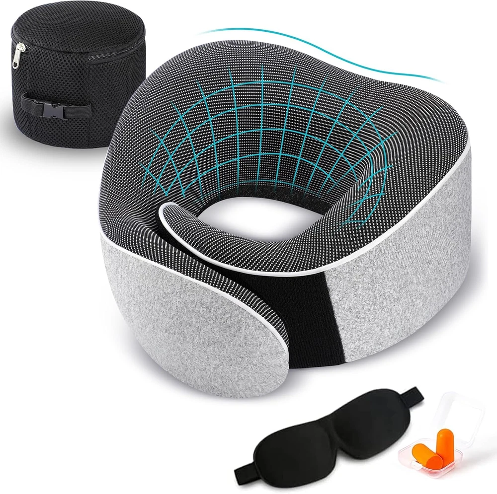 Travel Pillow, Best Memory Foam Neck Pillow Head Support Soft Pillow for