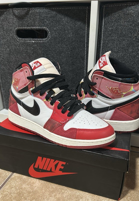 Spider-Man Nike Air Jordan 1 Men's High Top Sneaker Red/White/Black Size 7 (Glow