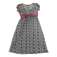 VTG Volume One Dresses Women' Size L Babydoll V-Neck Cap Sleeve Black White Pink