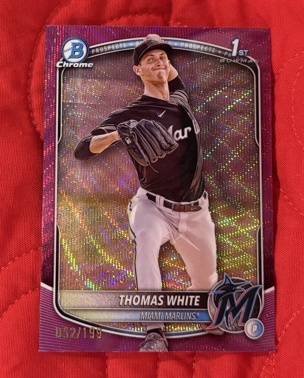 2025 Bowman - Chrome Prospects Thomas White #BCP-69 Fuchsia Refractor /199 (RC)
