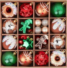 Christmas Tree Ball Ornaments Set - 40 ct Red Green Gold 40