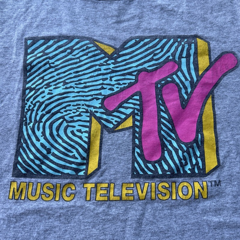 Women’s Medium Grey With Graphic 80s Retro Look MTV Nostalgia