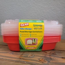Brand New Retired Crayola ORANGE RED Rectangular Food Storage Containers By Glad