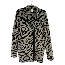 Chico's Black and Beige Animal Print Jacket Size Large Bin2