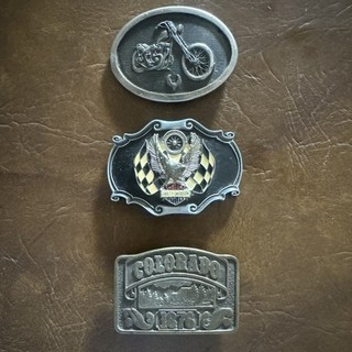 Lot Of 3 Vintage Belt Buckles Harley Davidson Colorado Chopper! 70’s