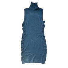 Calvin Klein Womens Size Medium Black Gray Sleeveless Turtleneck Fitted Dress