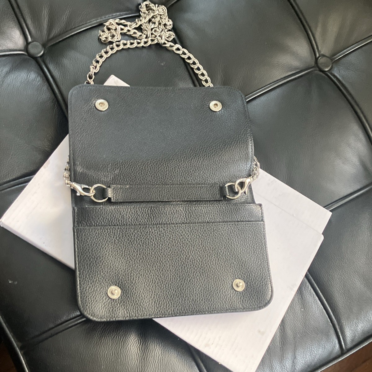 Longchamp Le Foulonne Black wallet/mini crossbody bag, Silver
