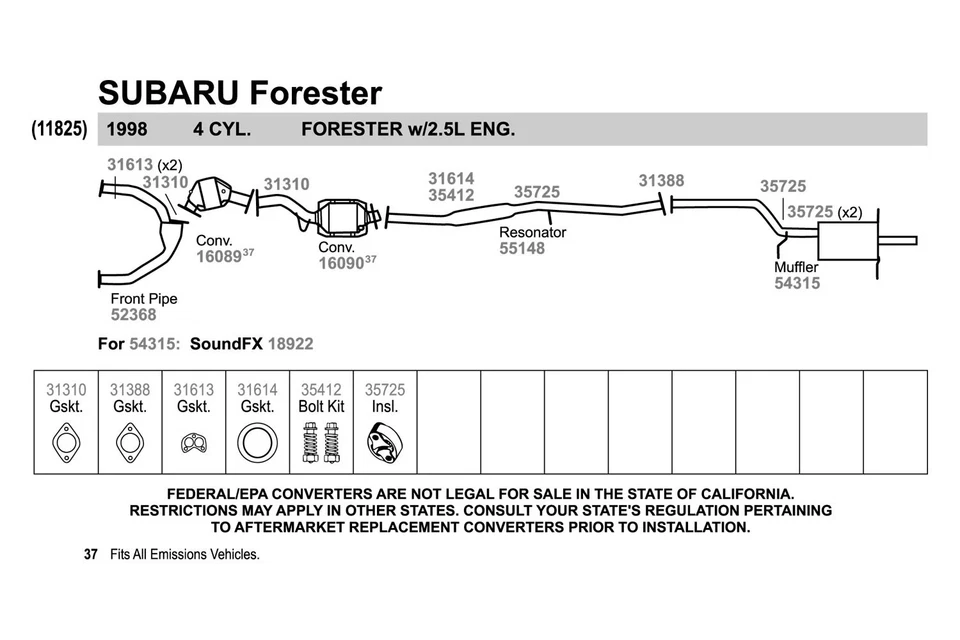 For Subaru Forester 98-05 Exhaust Muffler SoundFX Aluminized Steel Oval Direct Foto 4 de 4