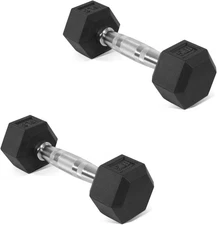 Rubber Encased Hex Dumbbell, Anti-Slip Grip for Exercise, 5LBS Pair
