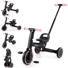 Toddler Tricycle w/Push Handle Adjustable Seat Removable Pedal EVA Foam Wheels